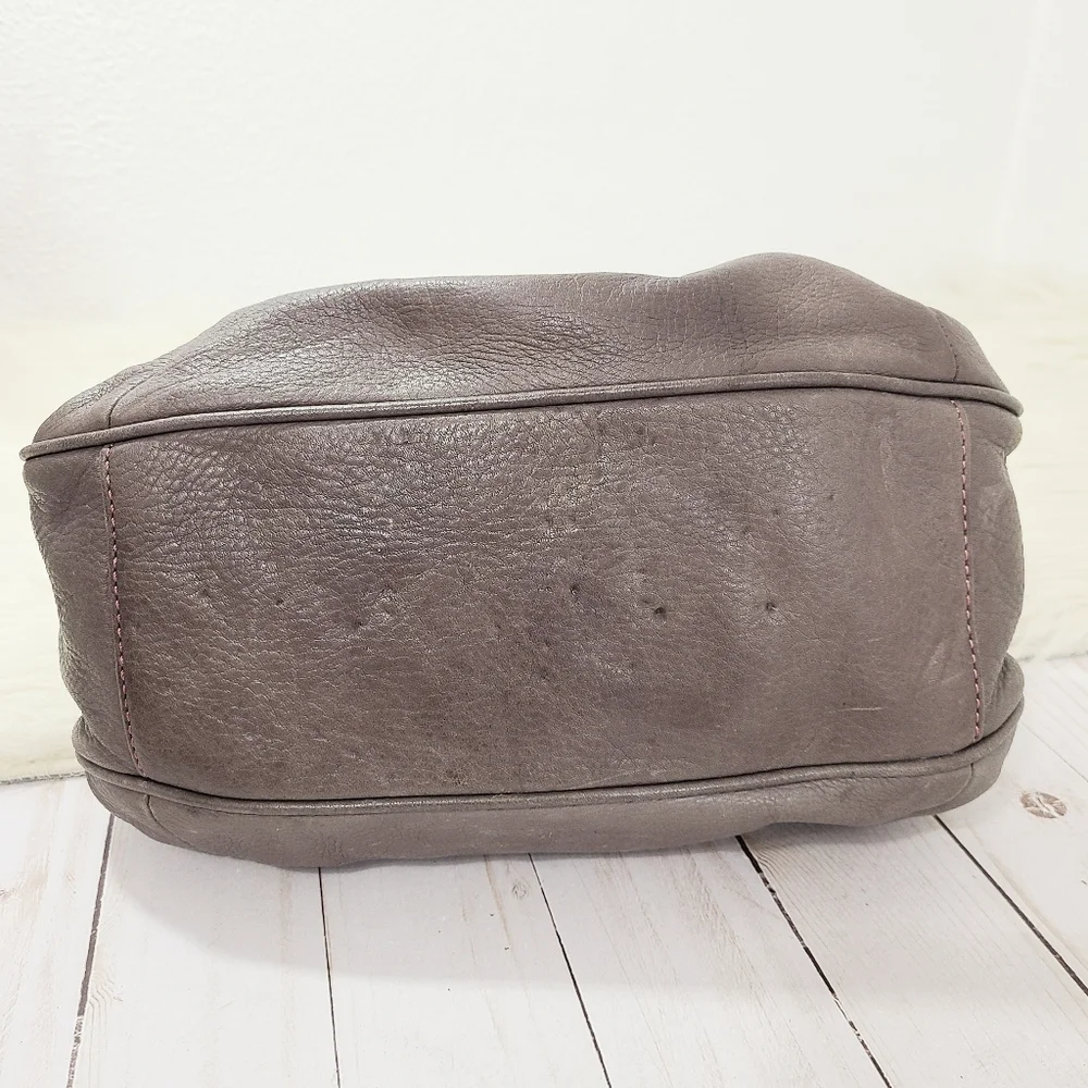 Vintage Y2K Juicy Couture slouchy leather hobo bag gray taupe pink gold